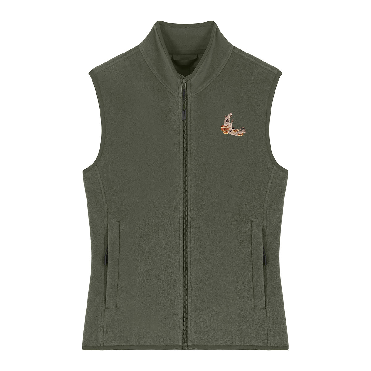 Mushroom Moon Crescent Embroidered Women's Fleece Gilet Bodywarmer