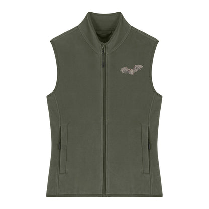 Natterer's Bat Embroidered Women's Fleece Gilet Bodywarmer