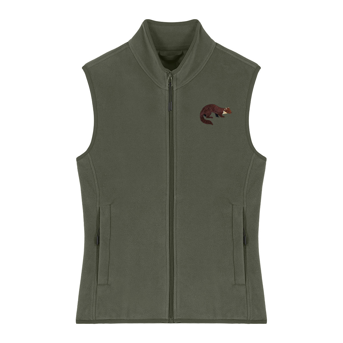 Pine Marten Embroidered Women's Fleece Gilet Bodywarmer