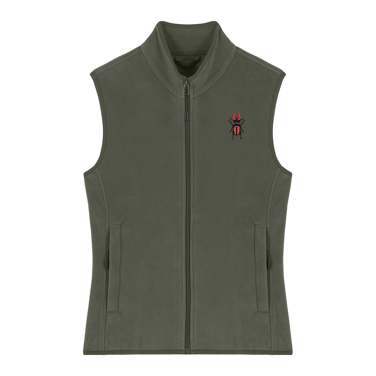 Stag Beetle Embroidered Women's Fleece Gilet Bodywarmer
