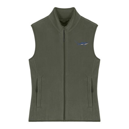 Thresher Shark Embroidered Women's Fleece Gilet Bodywarmer