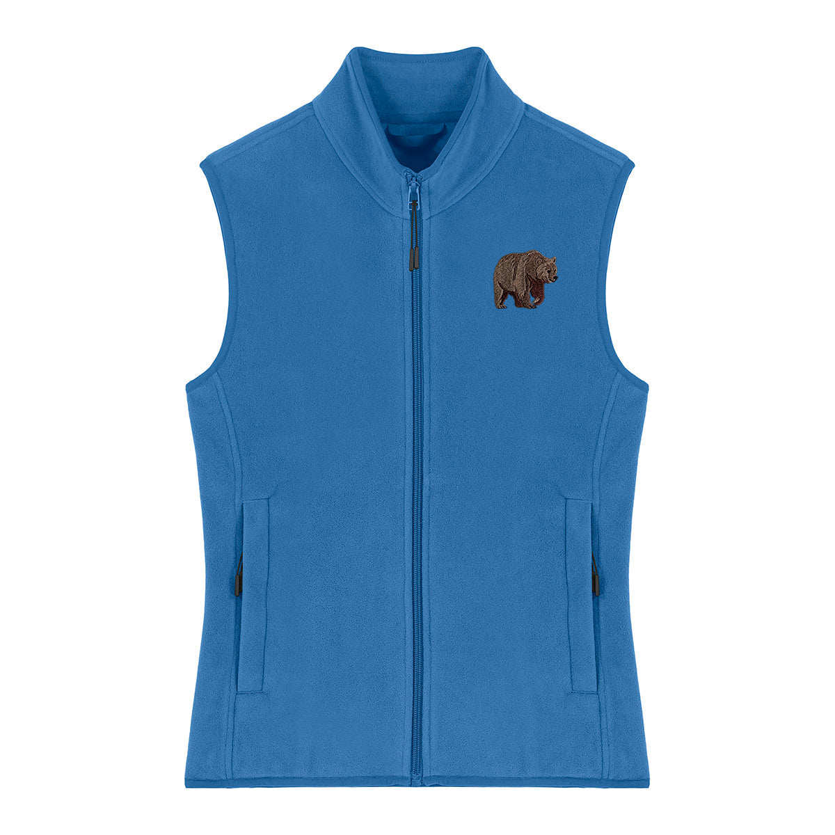 Brown Bear Embroidered Women's Fleece Gilet Bodywarmer