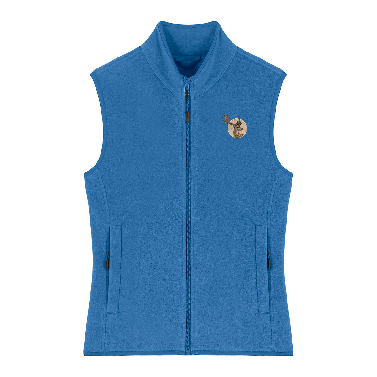 Fallow Deer Portrait Embroidered Women's Fleece Gilet Bodywarmer
