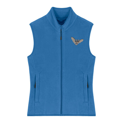 Grey Long-Eared Bat Embroidered Women's Fleece Gilet Bodywarmer