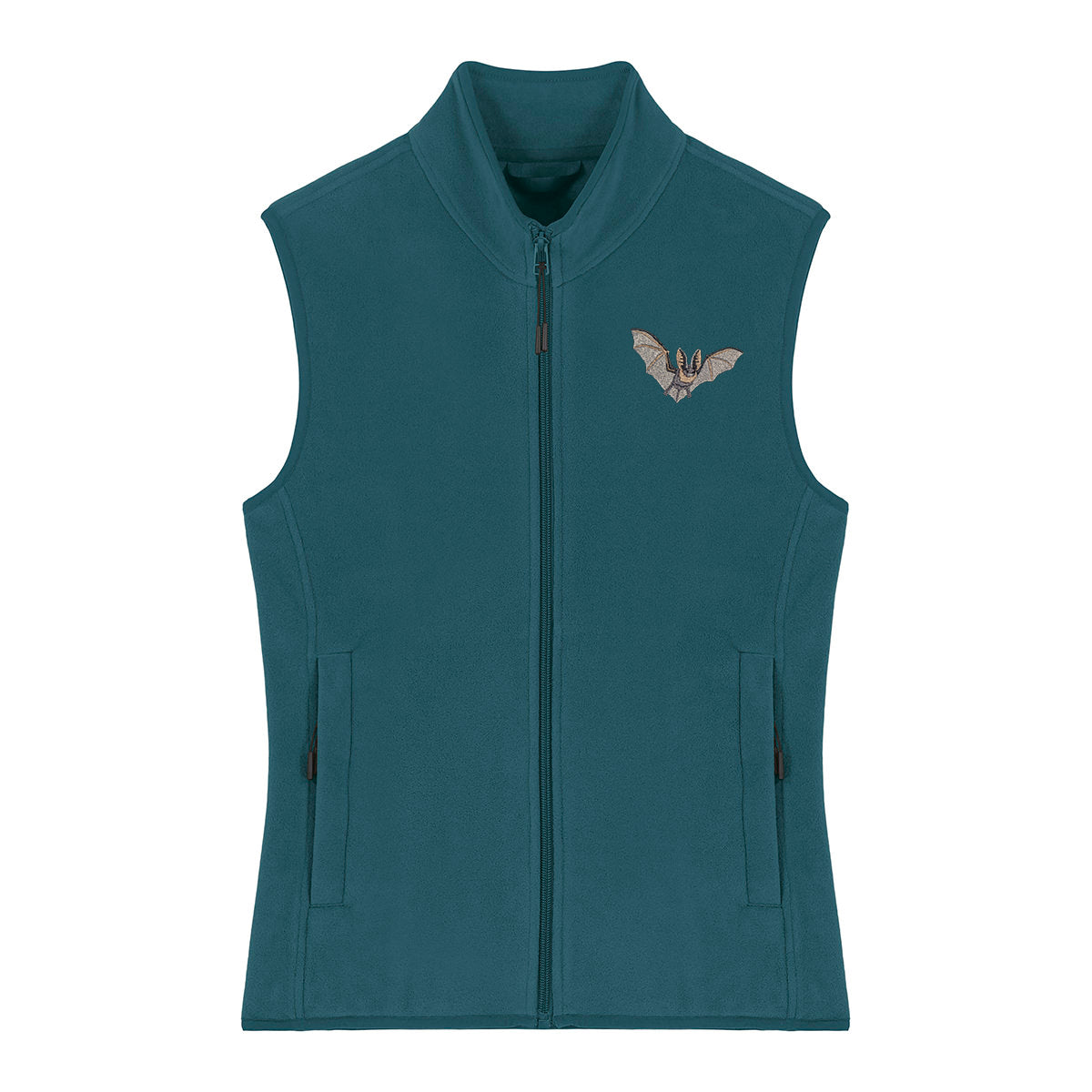 Grey Long-Eared Bat Embroidered Women's Fleece Gilet Bodywarmer