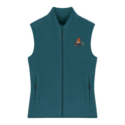 Robin Embroidered Women's Fleece Gilet Bodywarmer