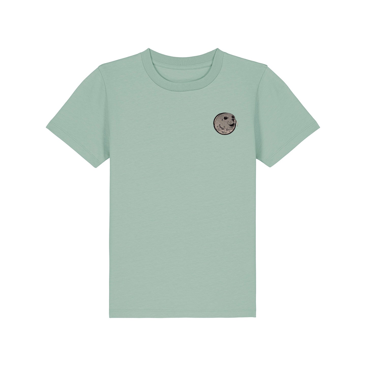 Grey Seal Portrait Embroidered Kids T-Shirt