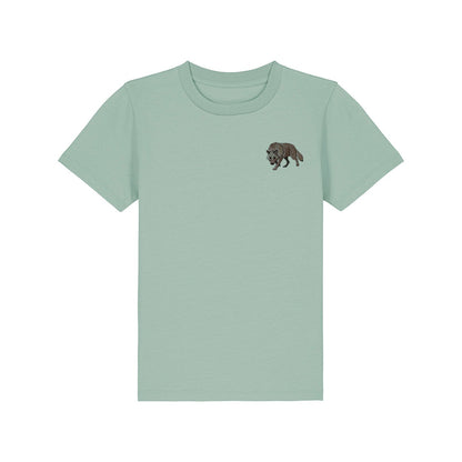 Grey Wolf Embroidered Kids T-Shirt