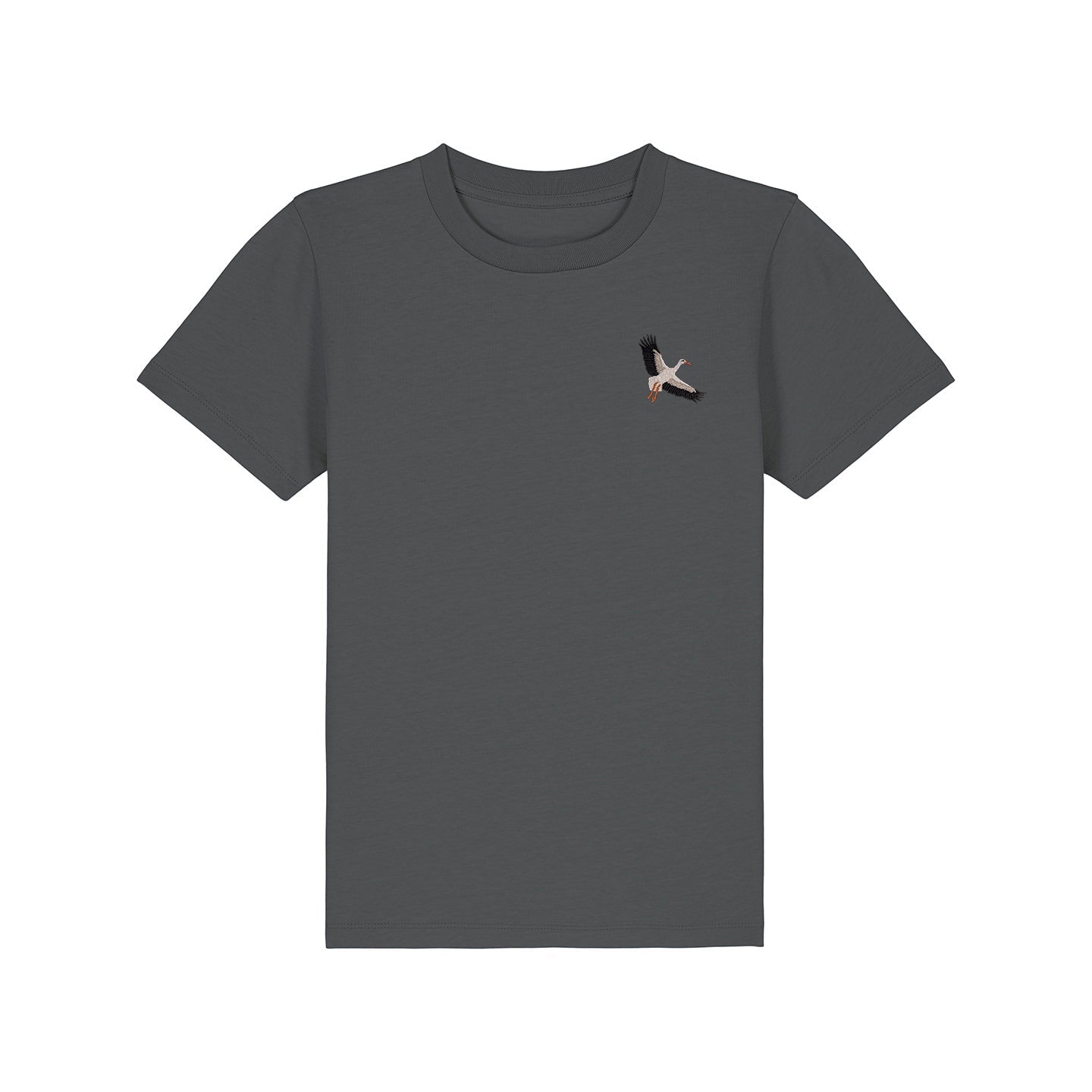 White Stork Flight Embroidered Kids T-Shirt