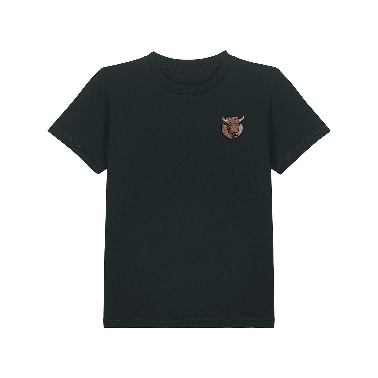 Bison Portrait Embroidered Kids T-Shirt