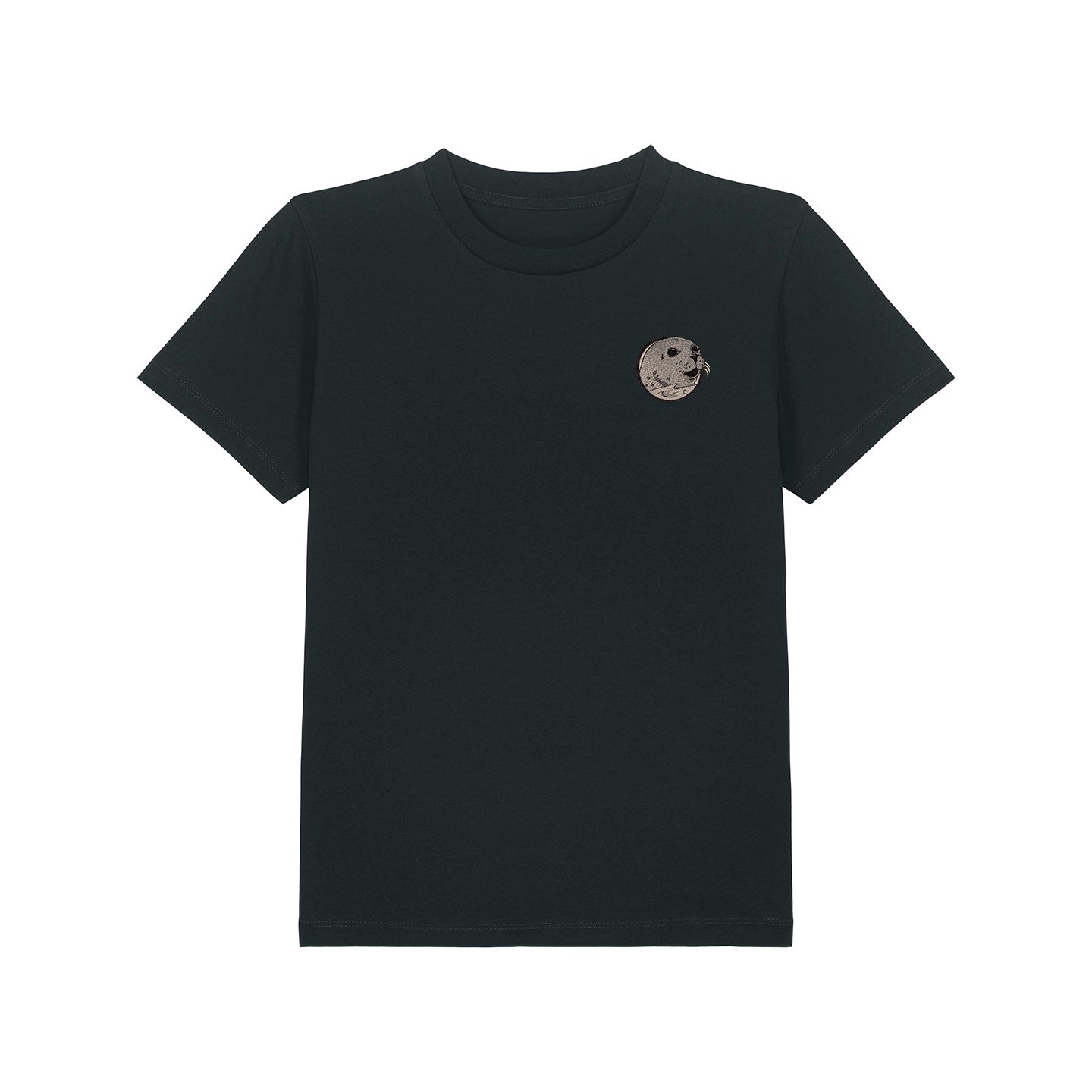 Grey Seal Portrait Embroidered Kids T-Shirt