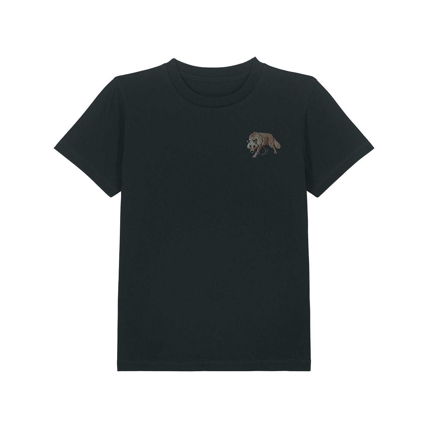 Grey Wolf Embroidered Kids T-Shirt