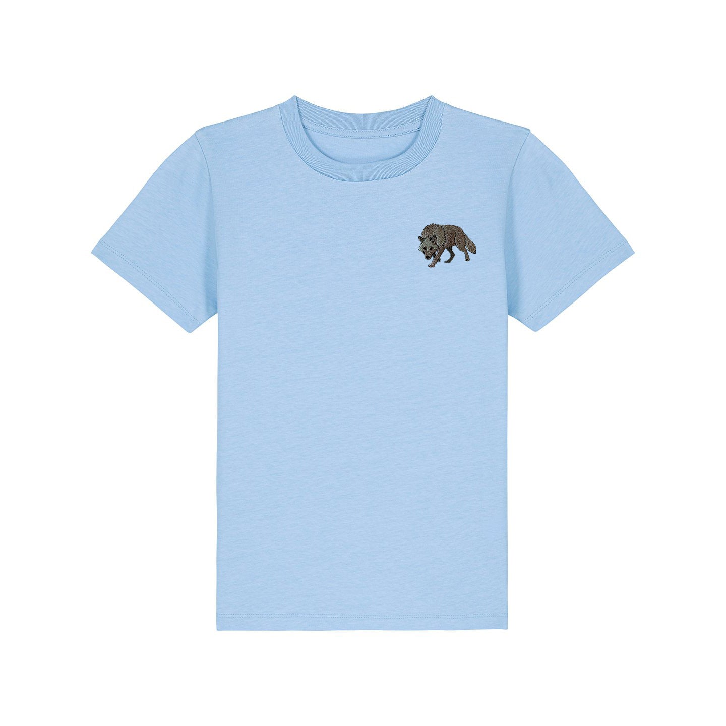 Grey Wolf Embroidered Kids T-Shirt