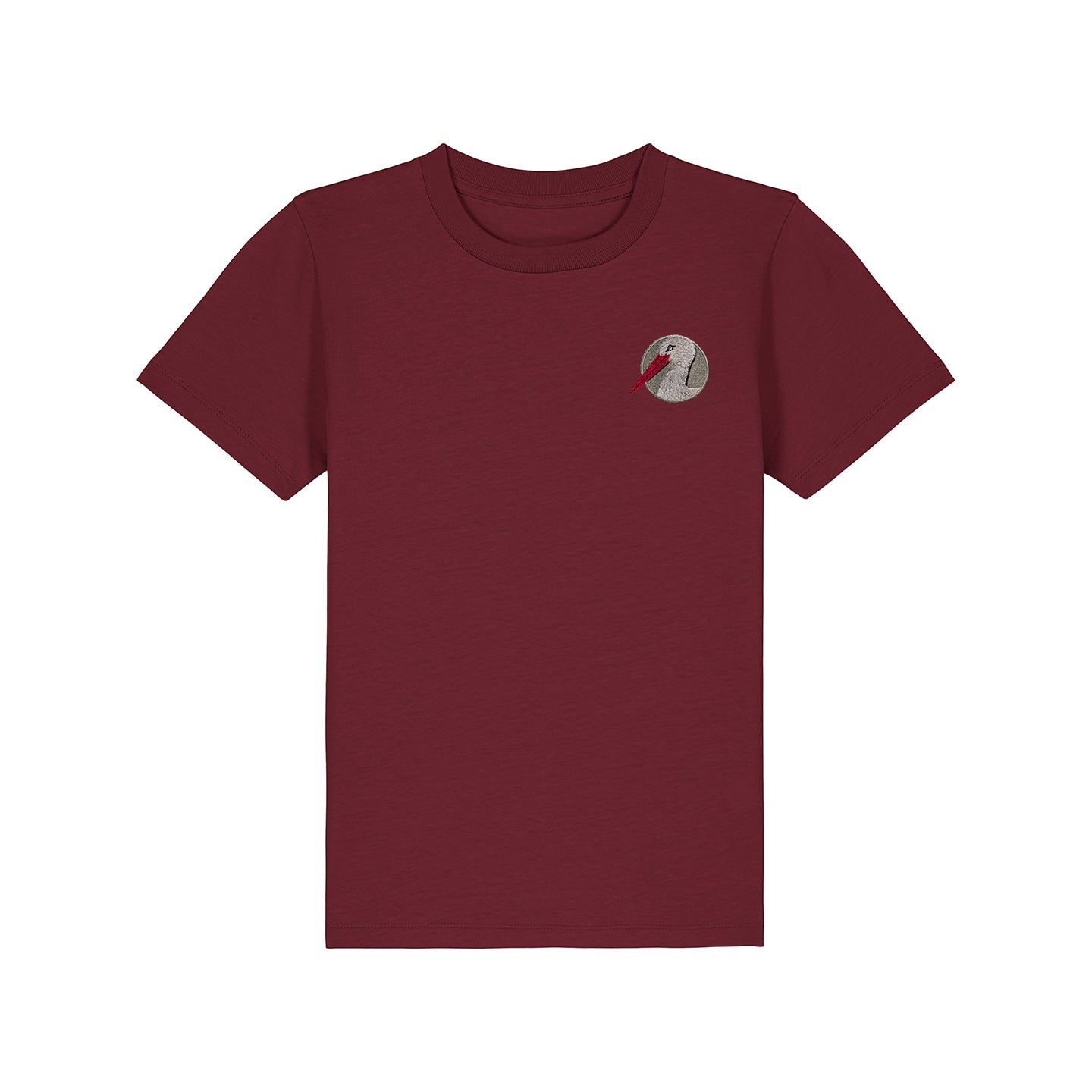 White Stork Portrait Embroidered Kids T-Shirt
