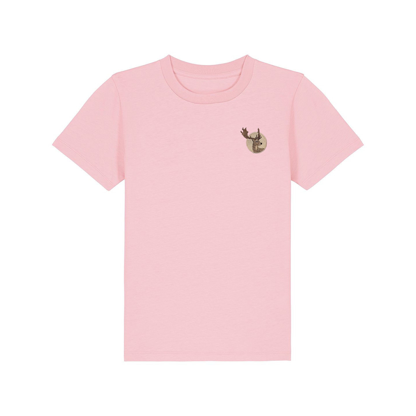 Fallow Deer Portrait Embroidered Kids T-Shirt