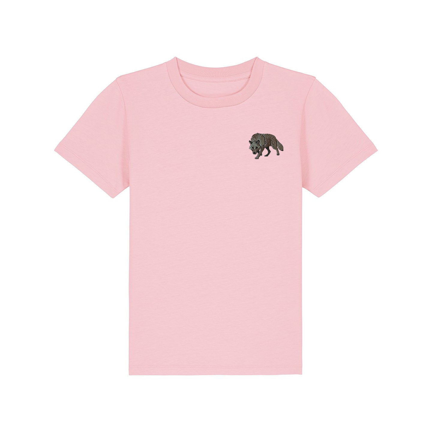 Grey Wolf Embroidered Kids T-Shirt