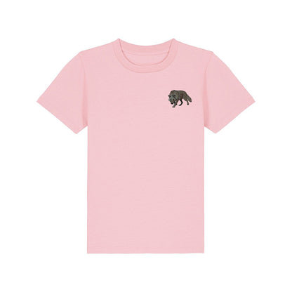 Grey Wolf Embroidered Kids T-Shirt