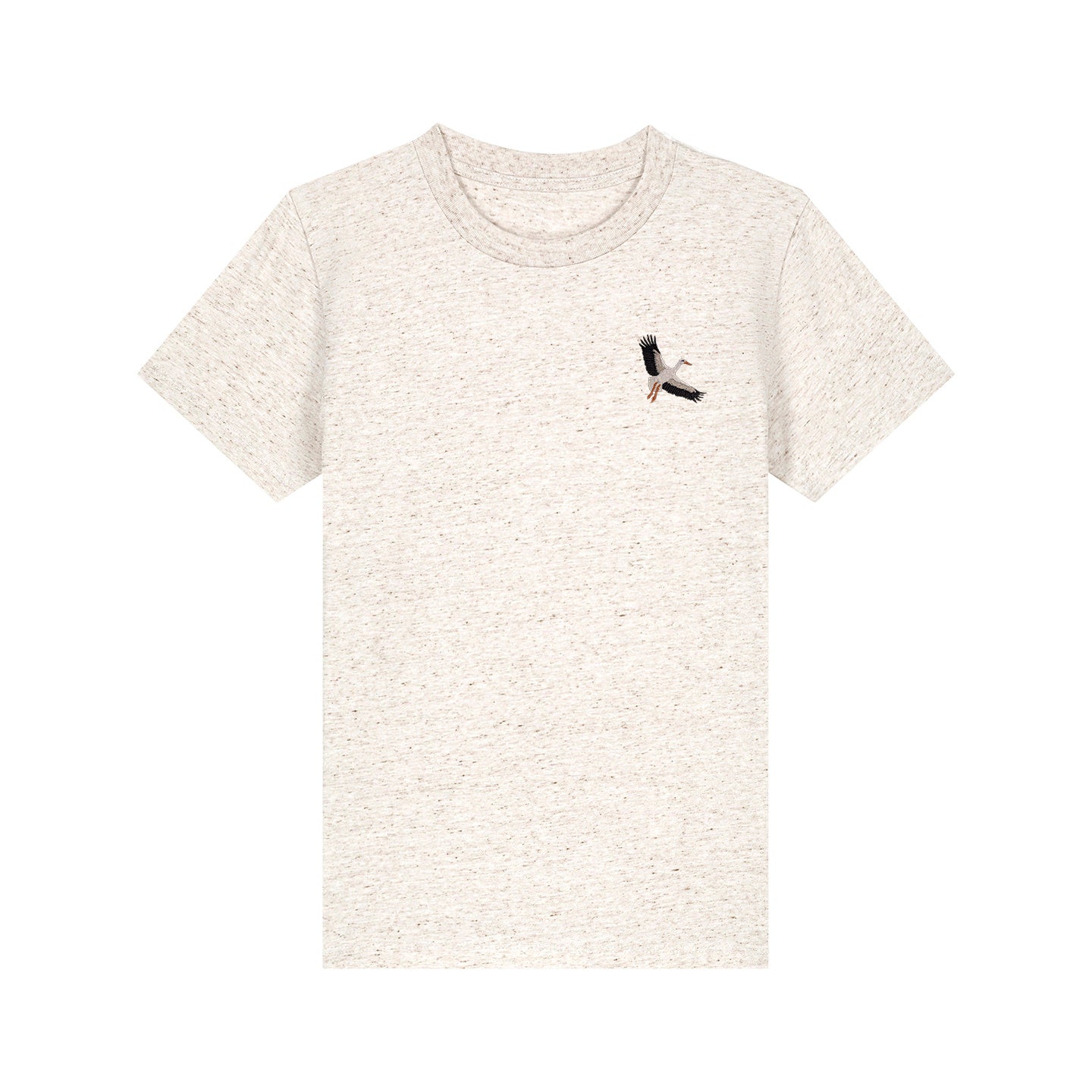 White Stork Flight Embroidered Kids T-Shirt