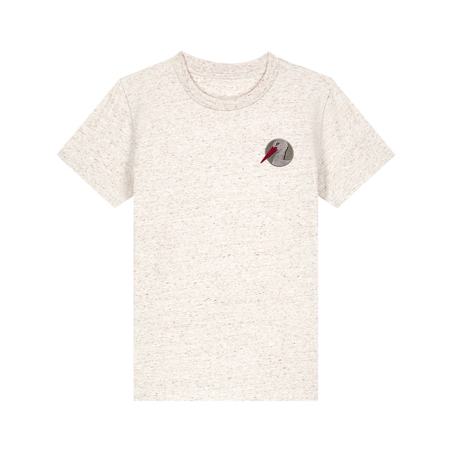 White Stork Portrait Embroidered Kids T-Shirt