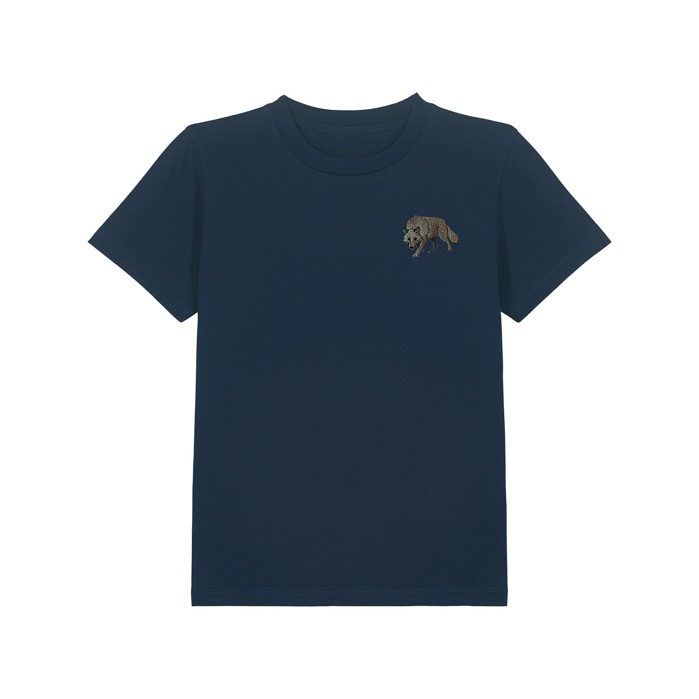 Grey Wolf Embroidered Kids T-Shirt