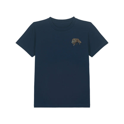 Grey Wolf Embroidered Kids T-Shirt