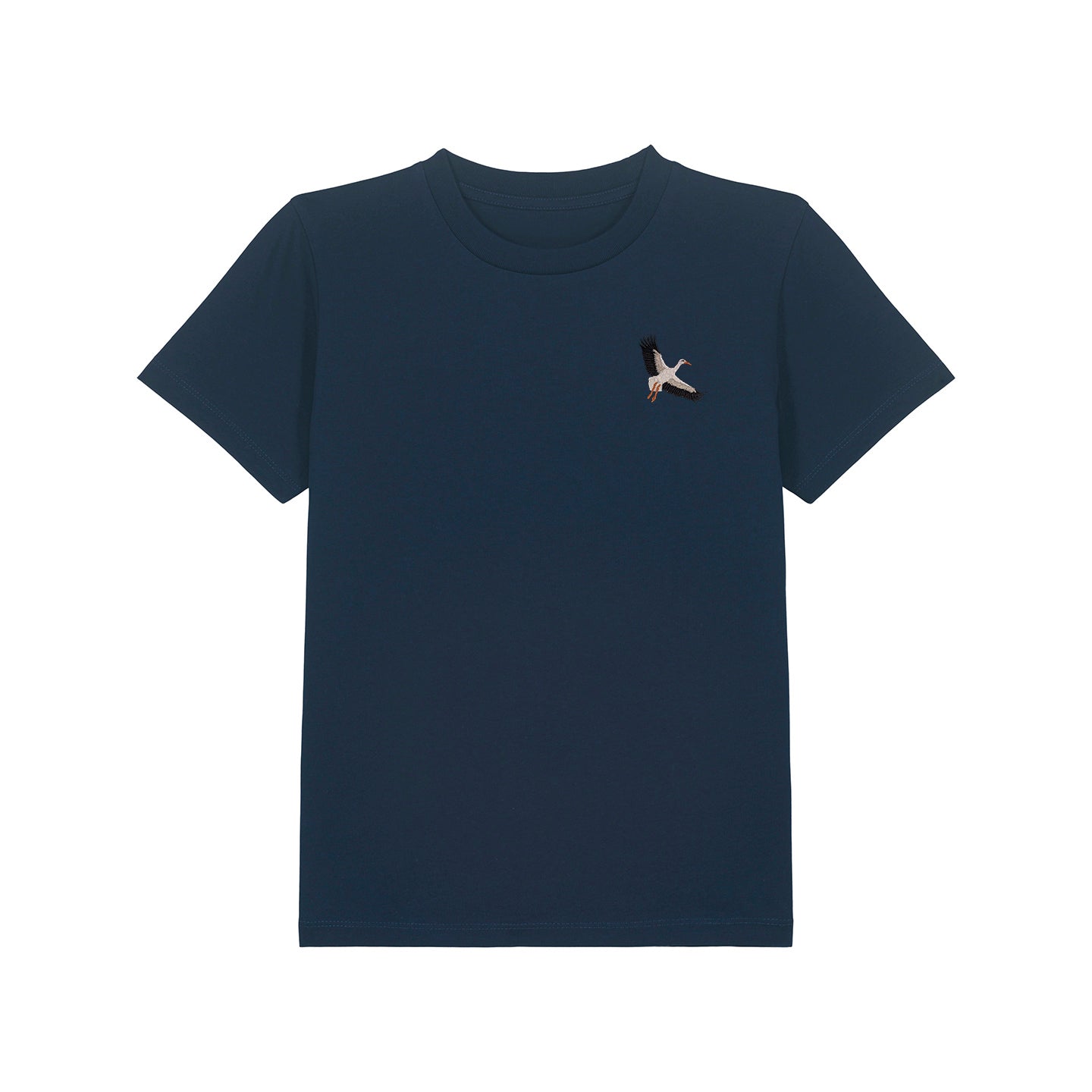White Stork Flight Embroidered Kids T-Shirt