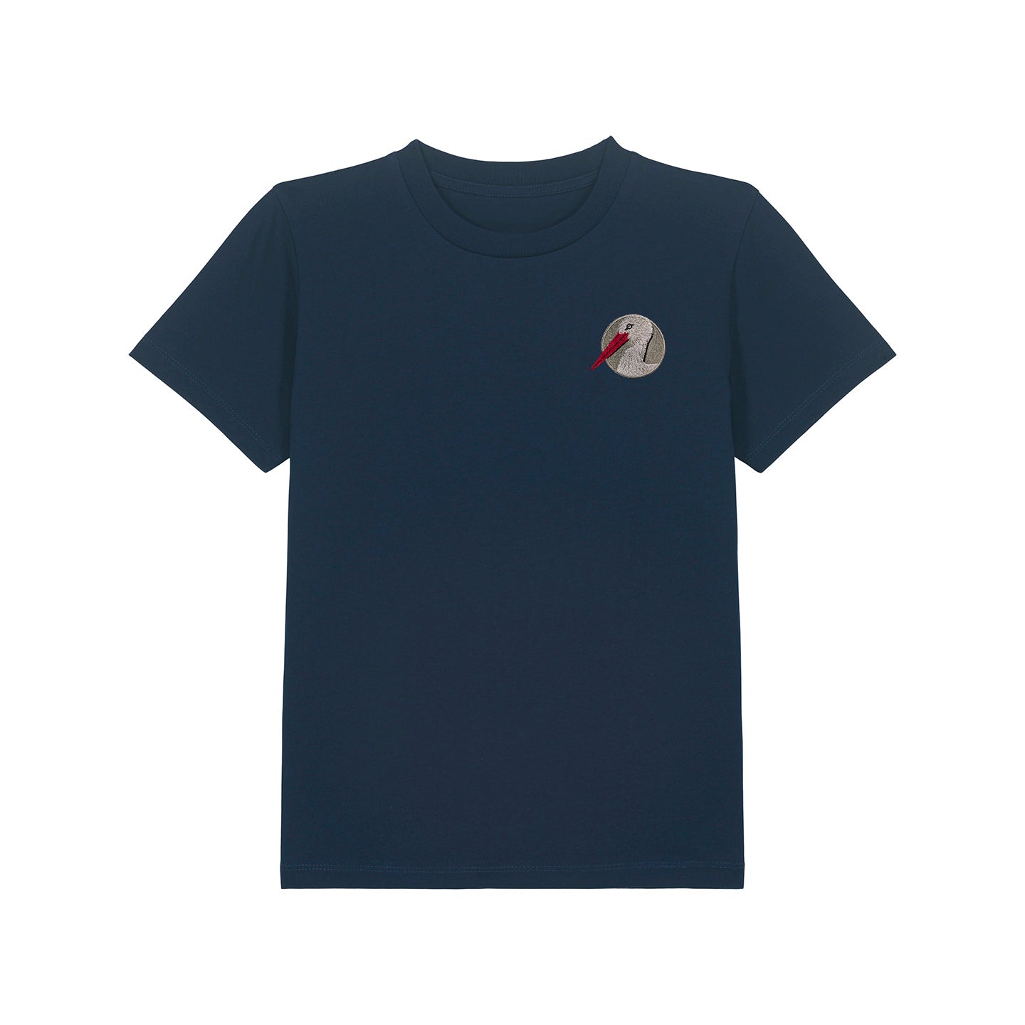 White Stork Portrait Embroidered Kids T-Shirt