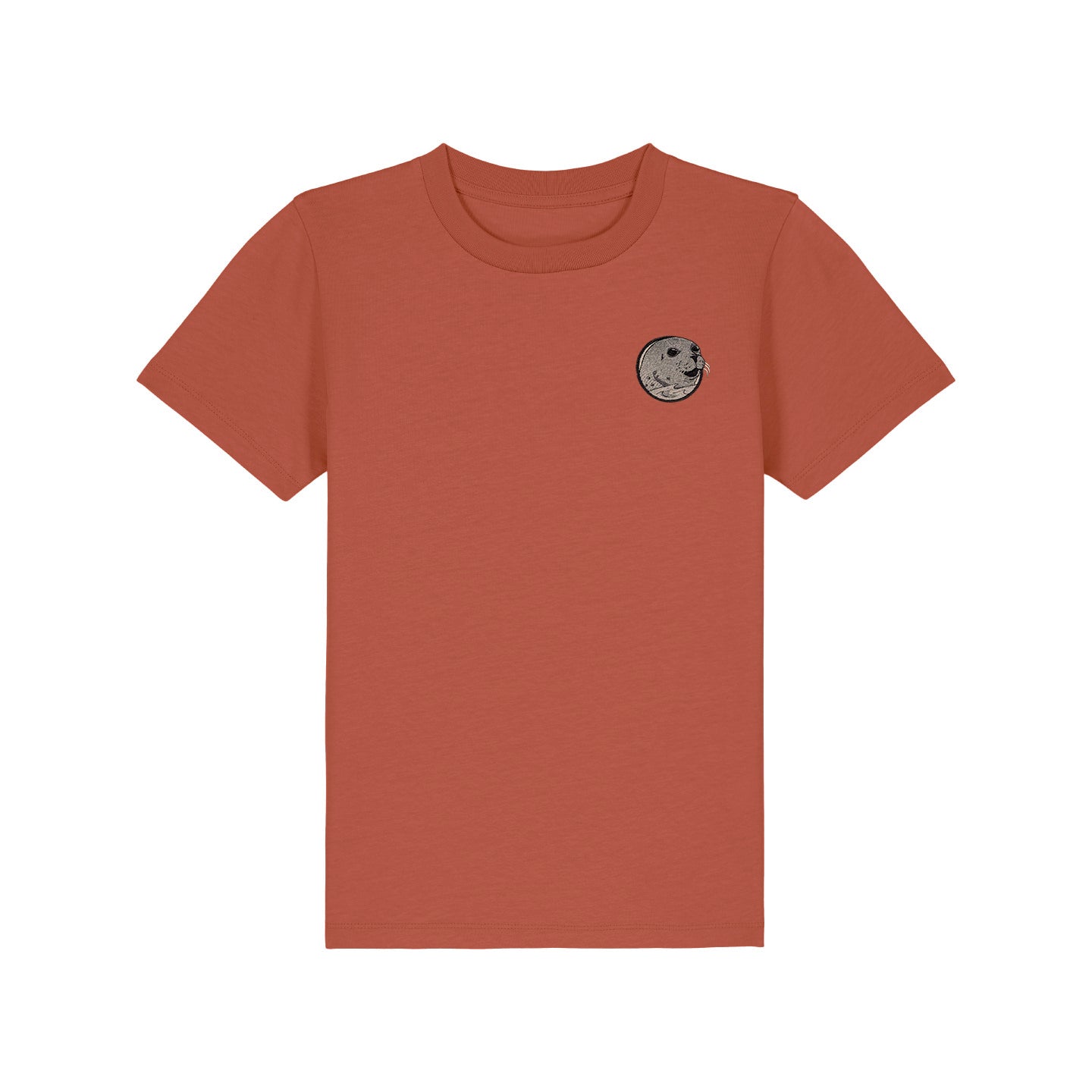 Grey Seal Portrait Embroidered Kids T-Shirt