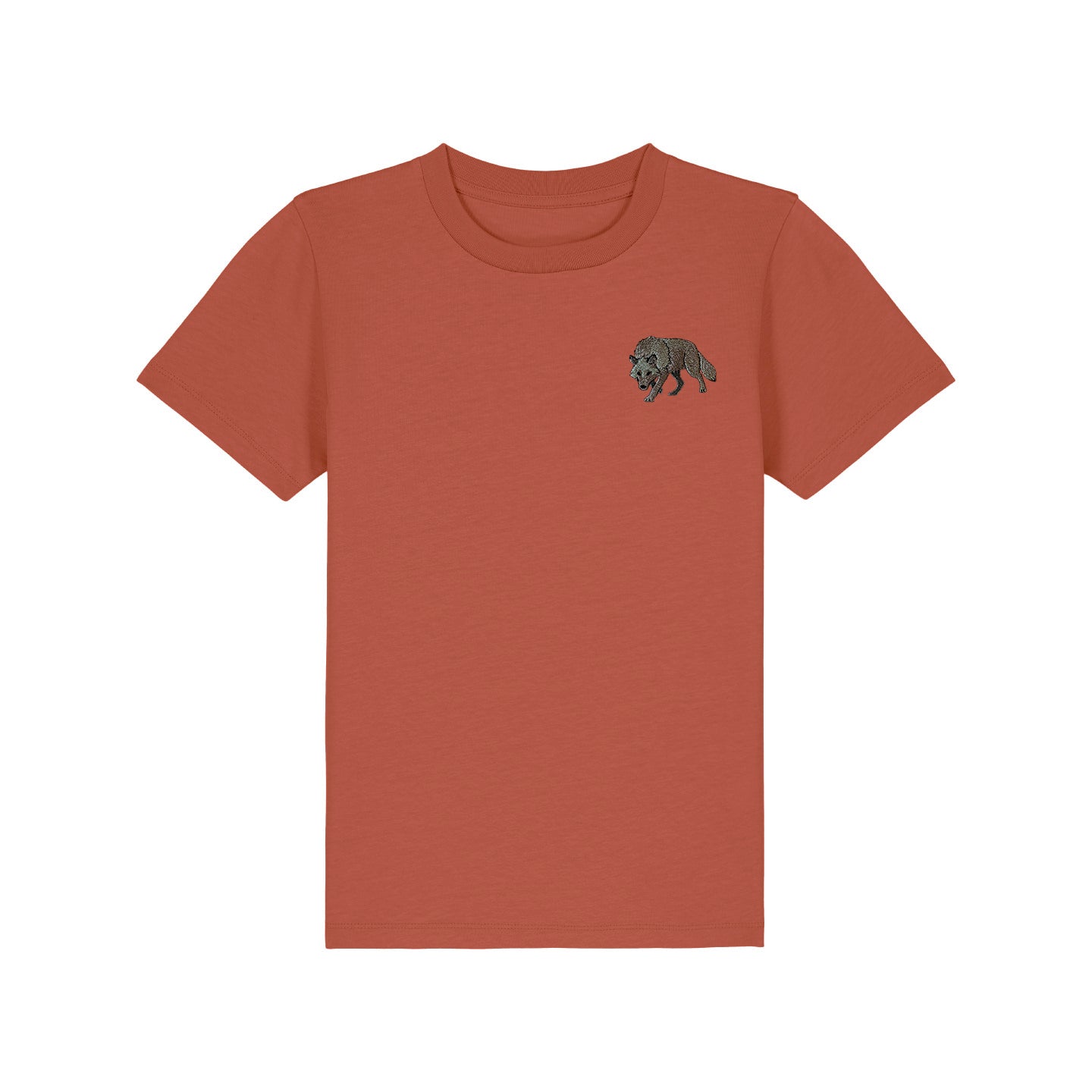 Grey Wolf Embroidered Kids T-Shirt