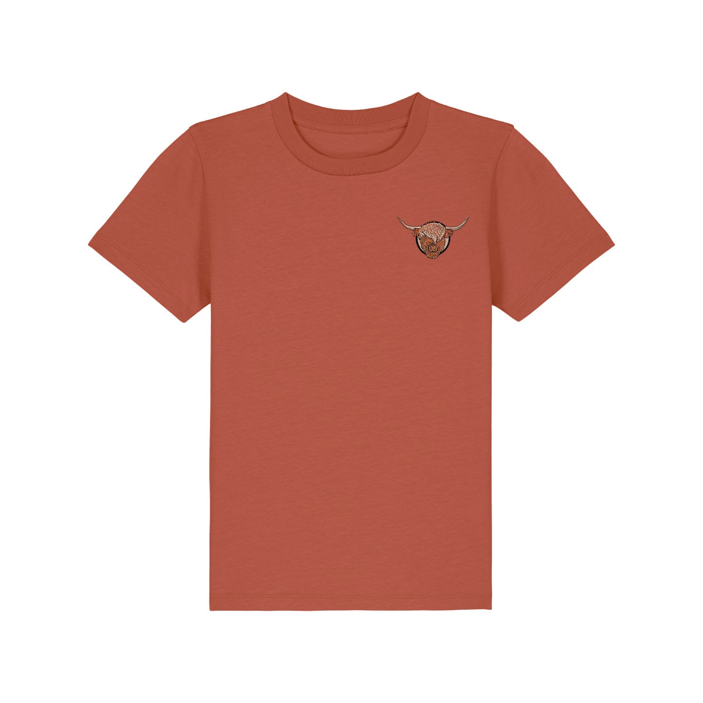 Highland Cow Embroidered Kids T-Shirt