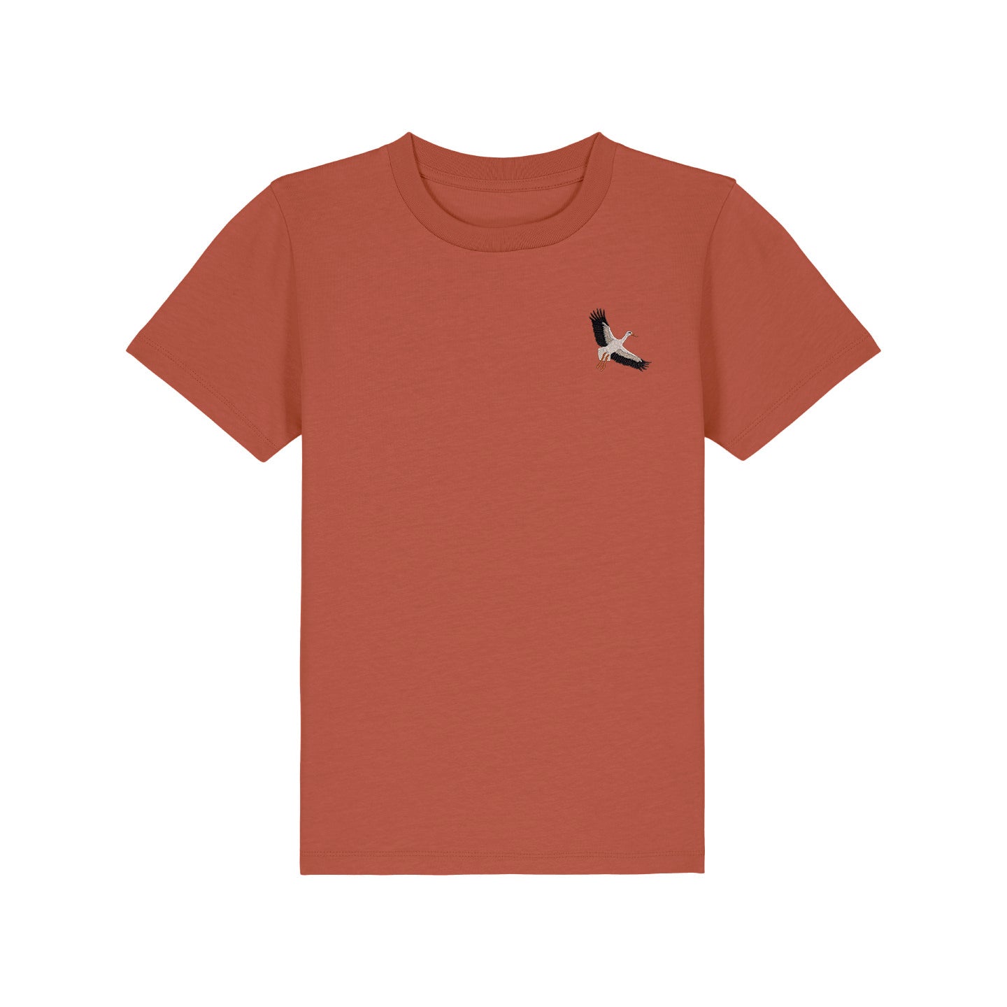White Stork Flight Embroidered Kids T-Shirt