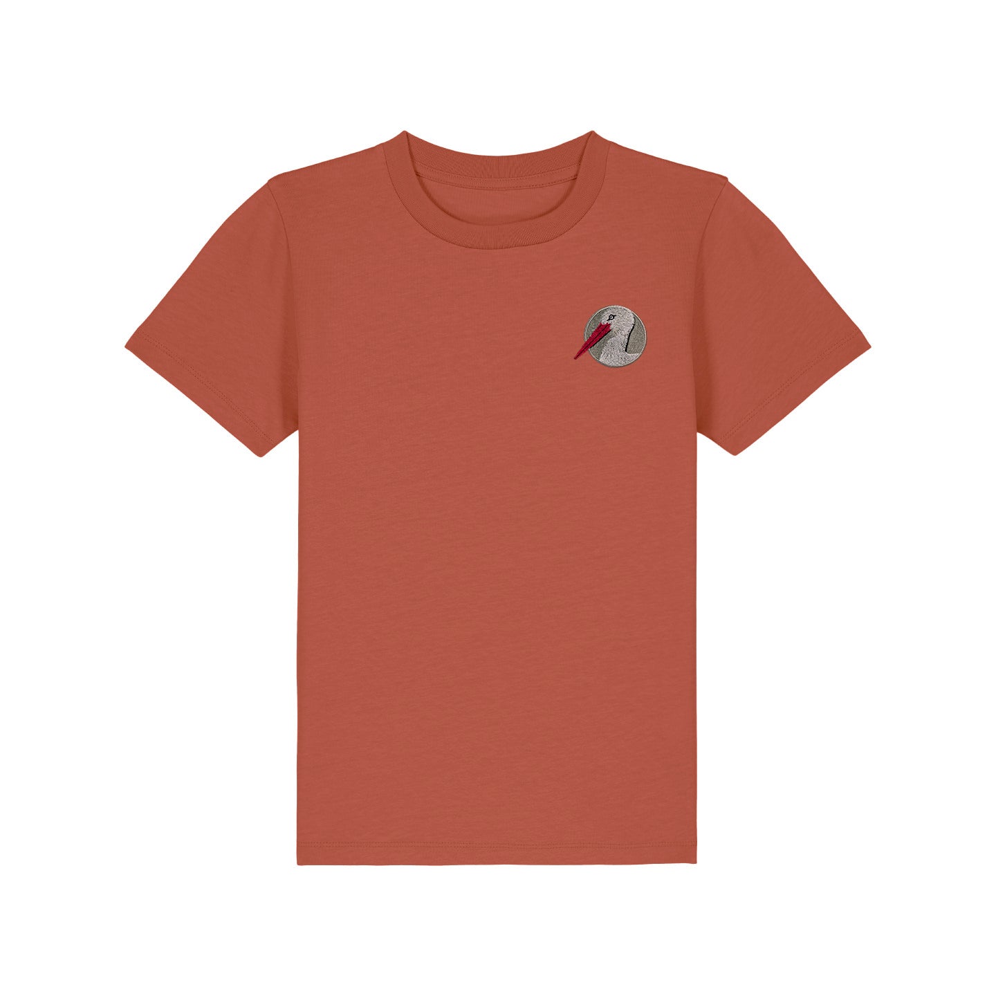 White Stork Portrait Embroidered Kids T-Shirt