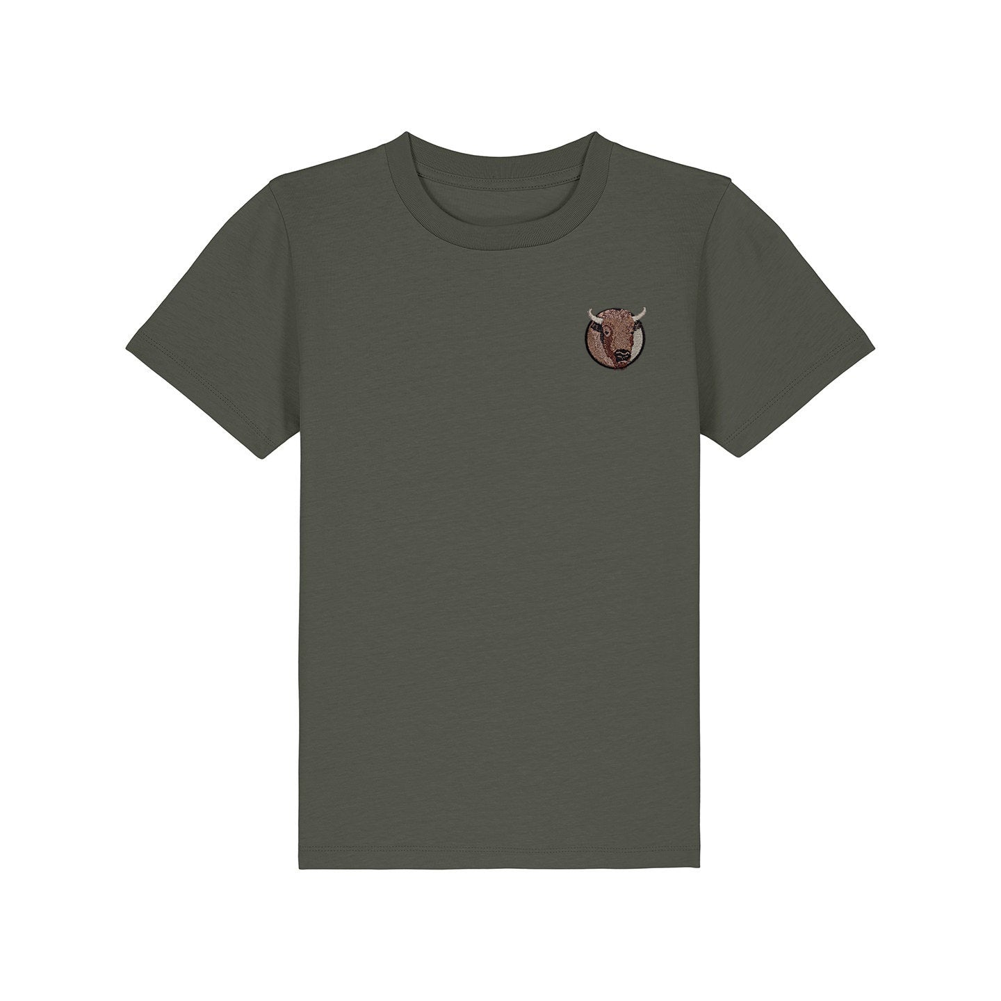 Bison Portrait Embroidered Kids T-Shirt