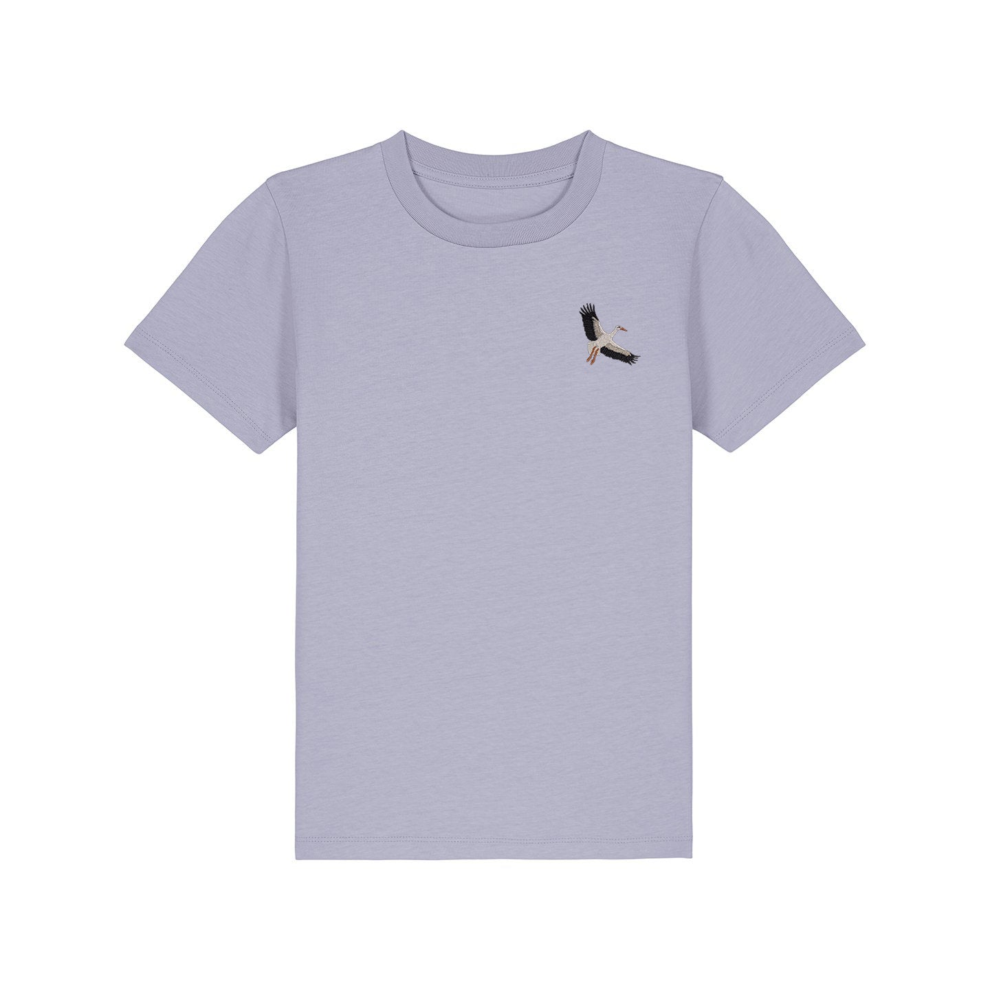 White Stork Flight Embroidered Kids T-Shirt