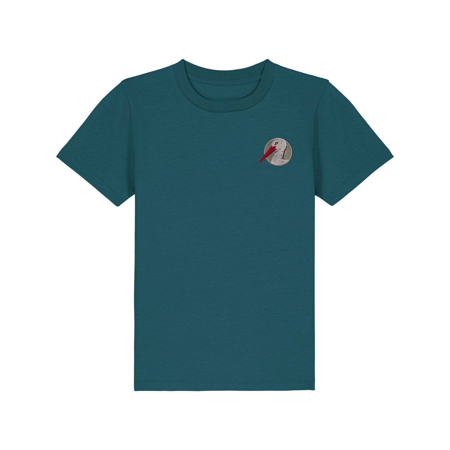 White Stork Portrait Embroidered Kids T-Shirt