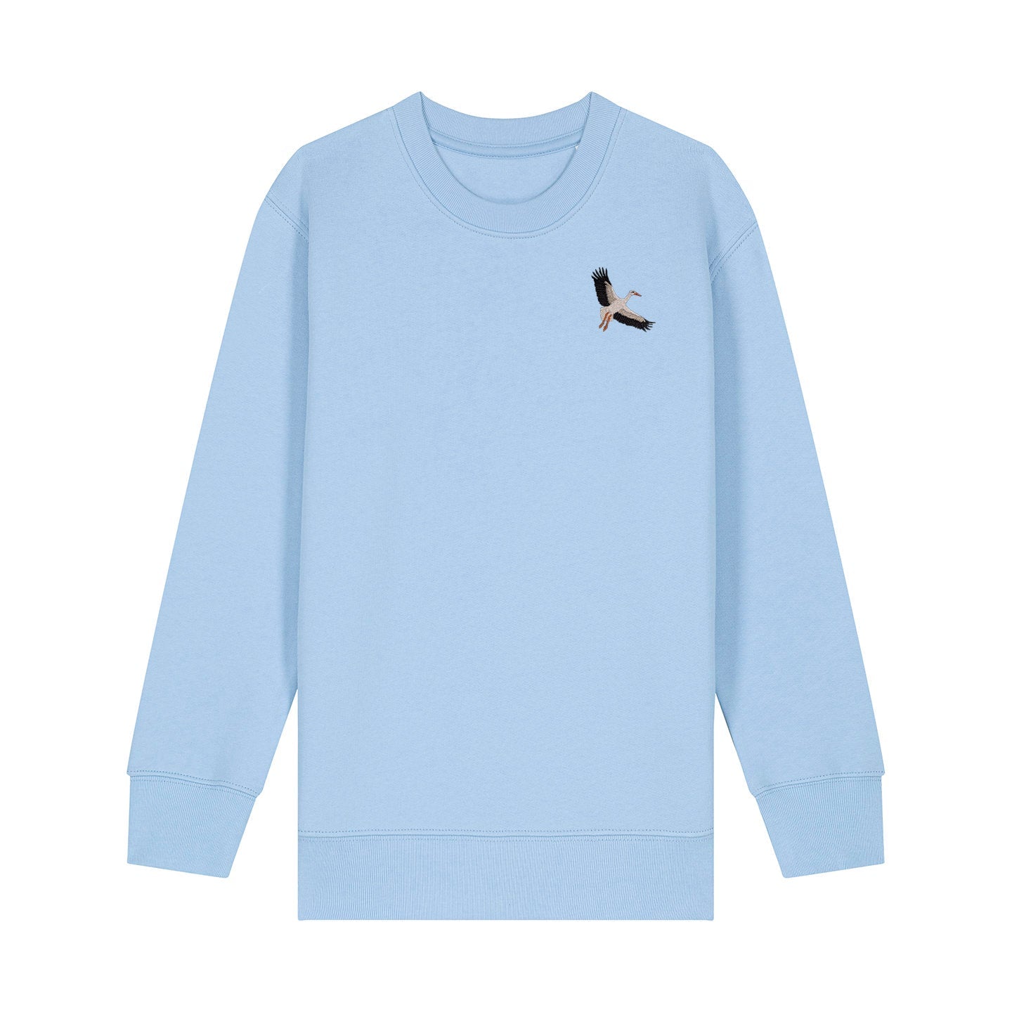 White Stork Flight Embroidered Kids Jumper