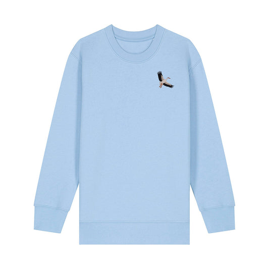 White Stork Flight Embroidered Kids Jumper