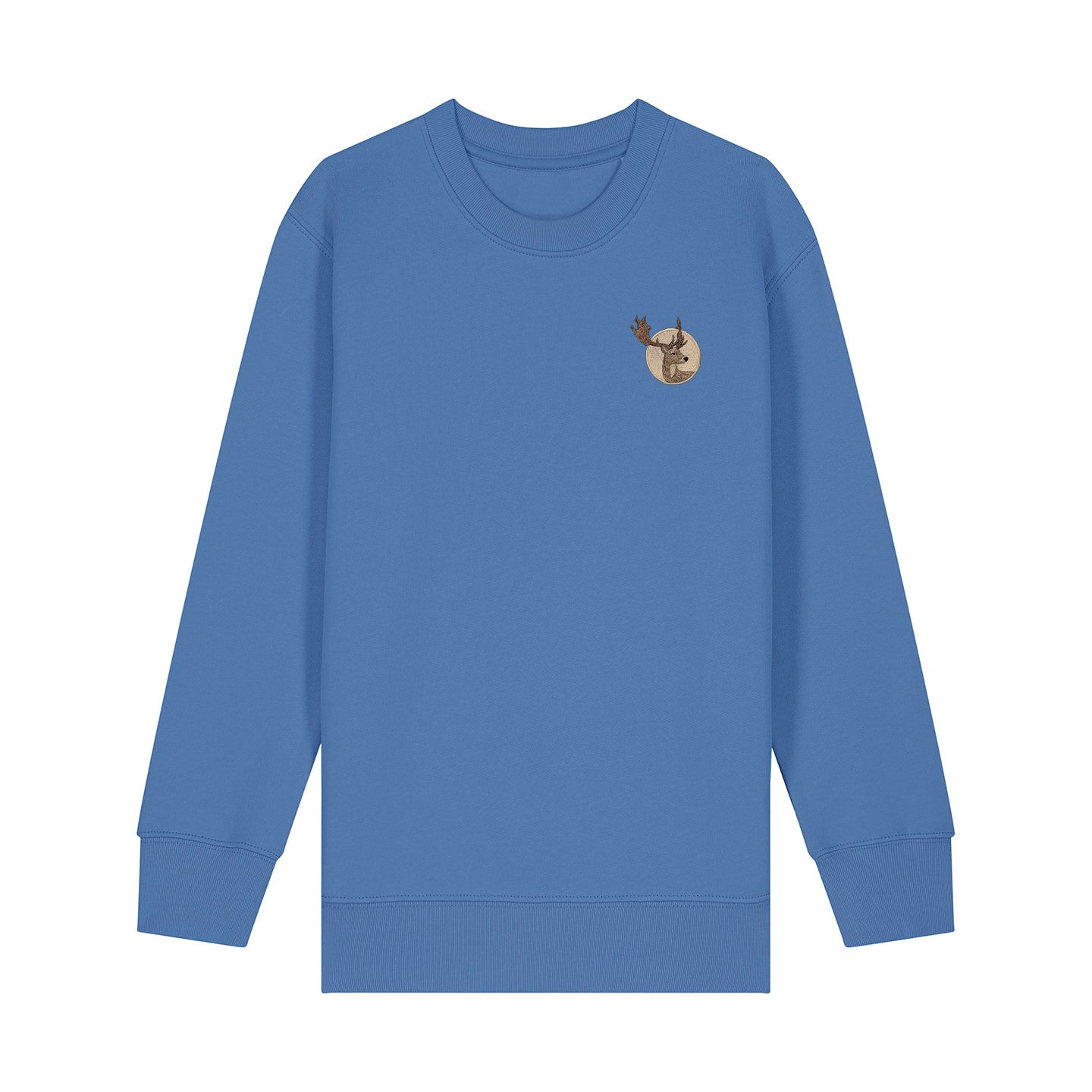 Fallow Deer Portrait Embroidered Kids Jumper