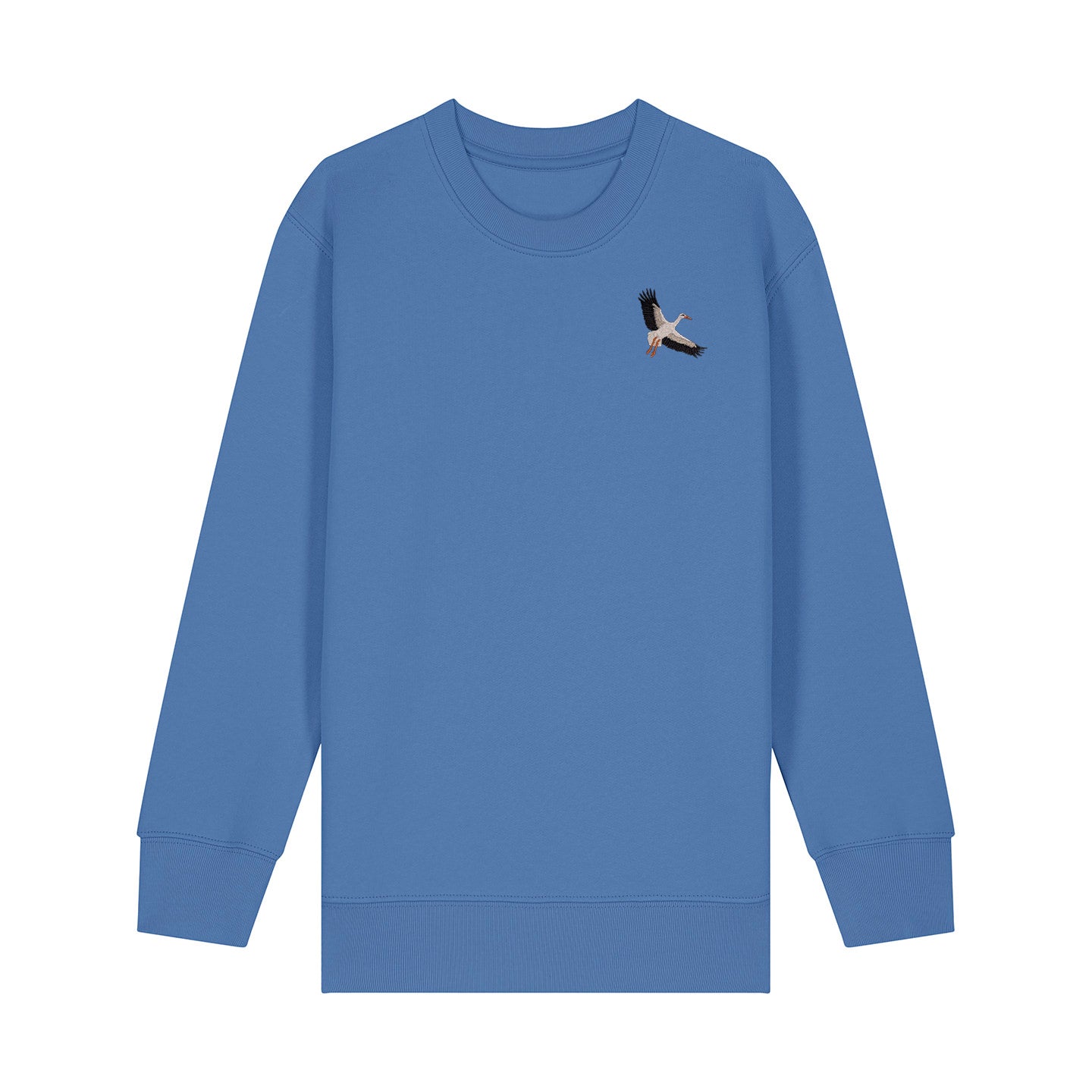 White Stork Flight Embroidered Kids Jumper