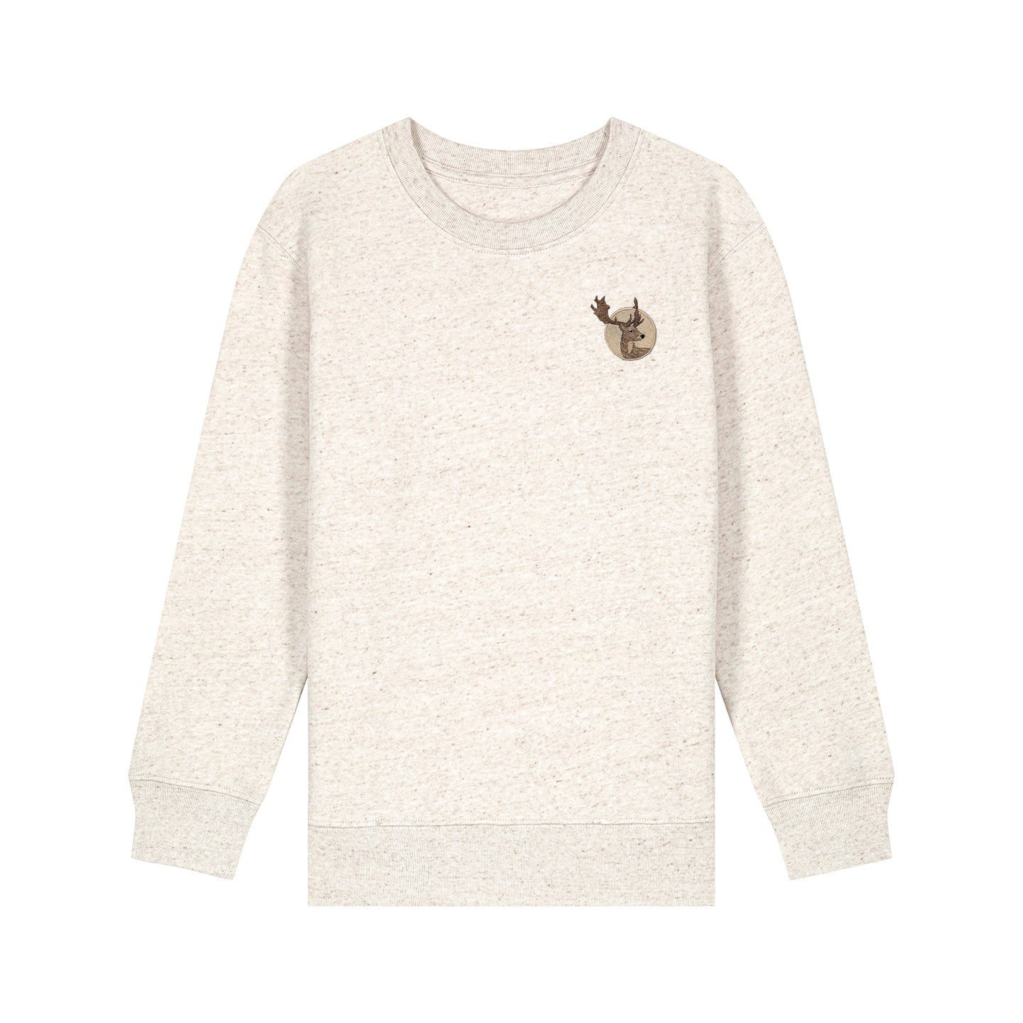 Fallow Deer Portrait Embroidered Kids Jumper
