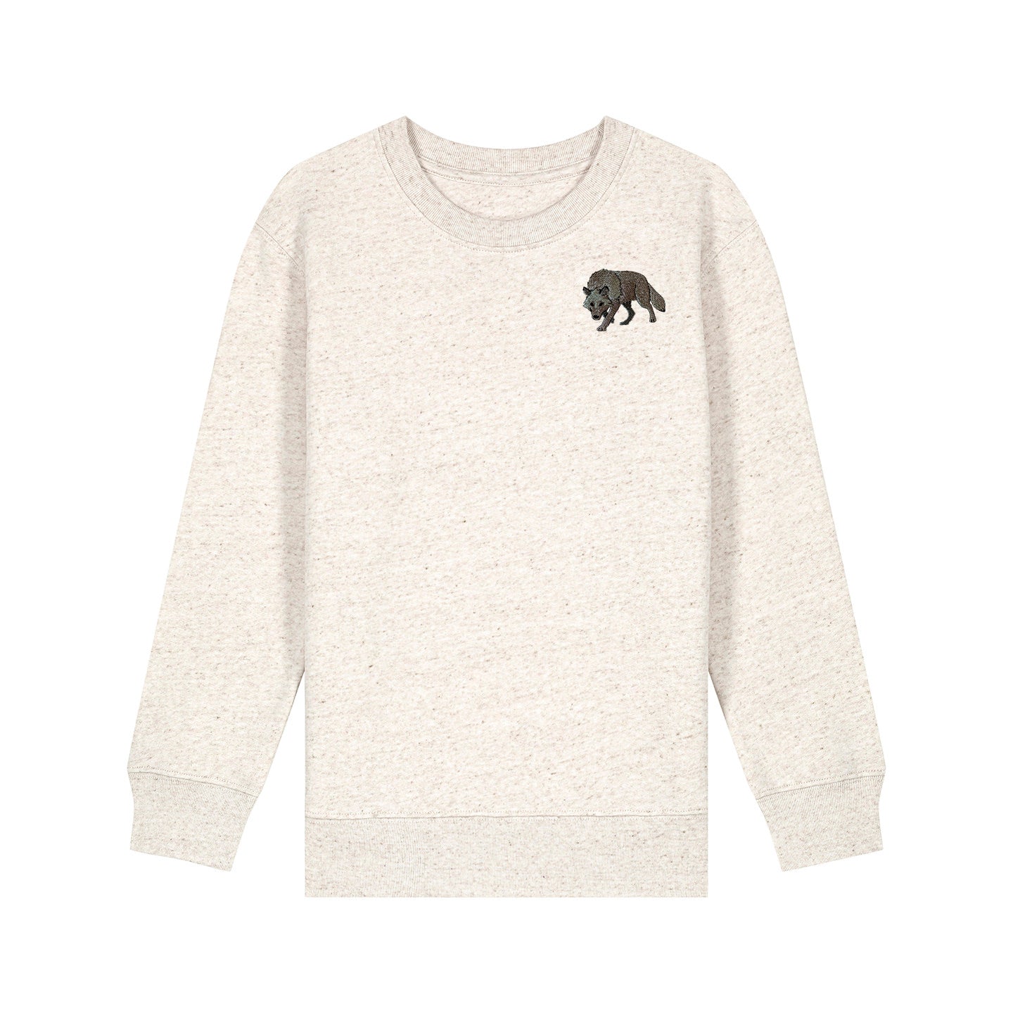 Grey Wolf Embroidered Kids Jumper