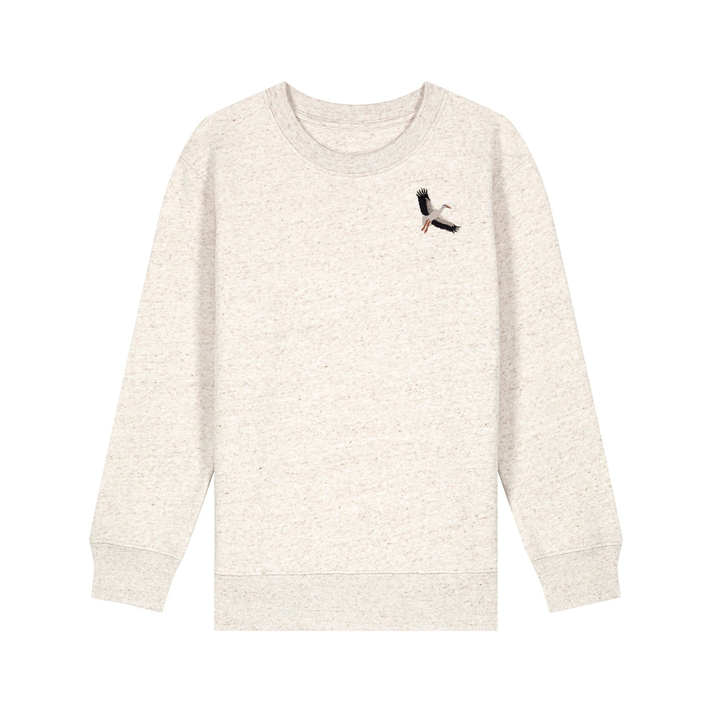 White Stork Flight Embroidered Kids Jumper