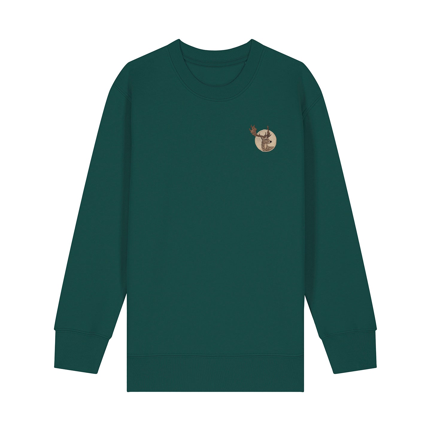 Fallow Deer Portrait Embroidered Kids Jumper