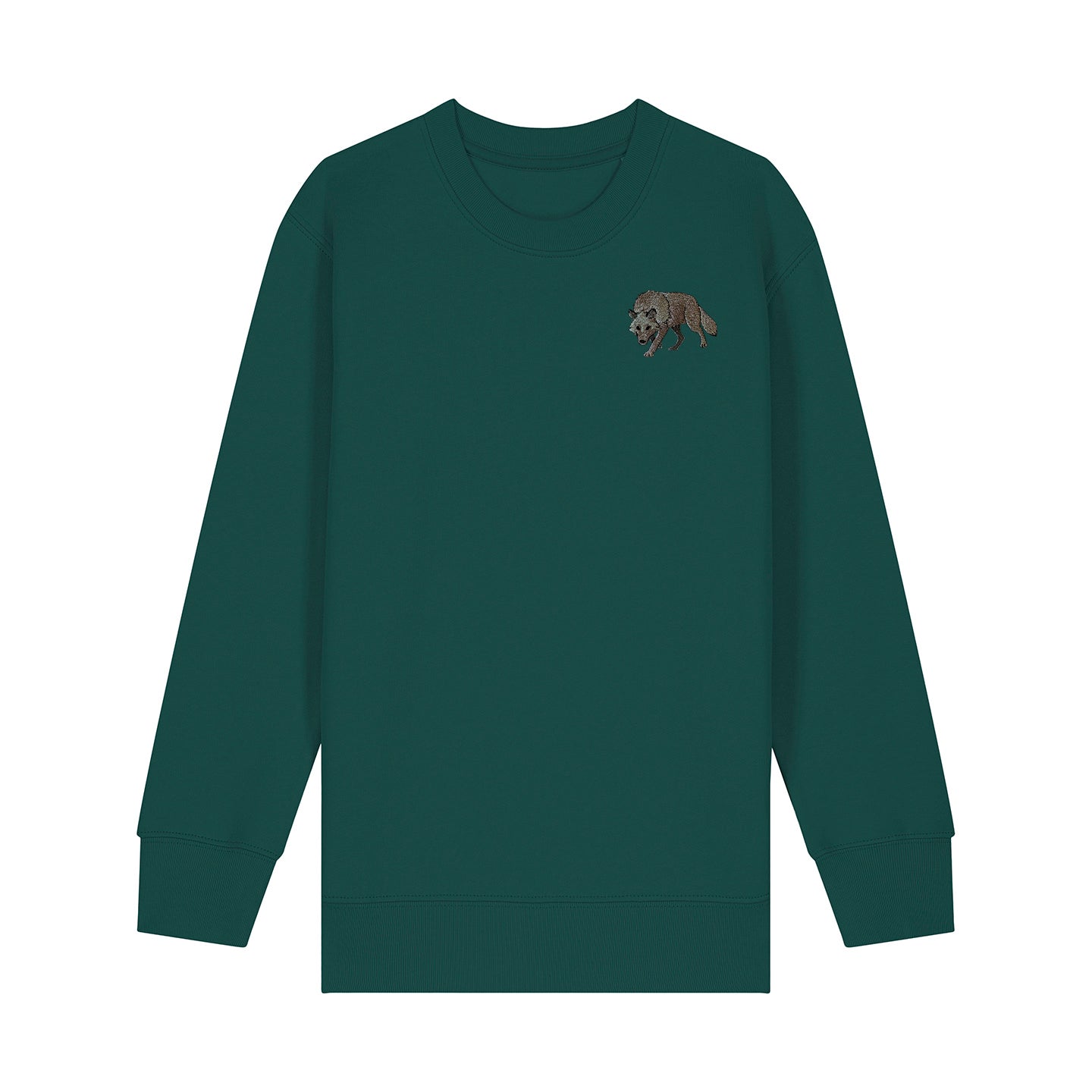 Grey Wolf Embroidered Kids Jumper