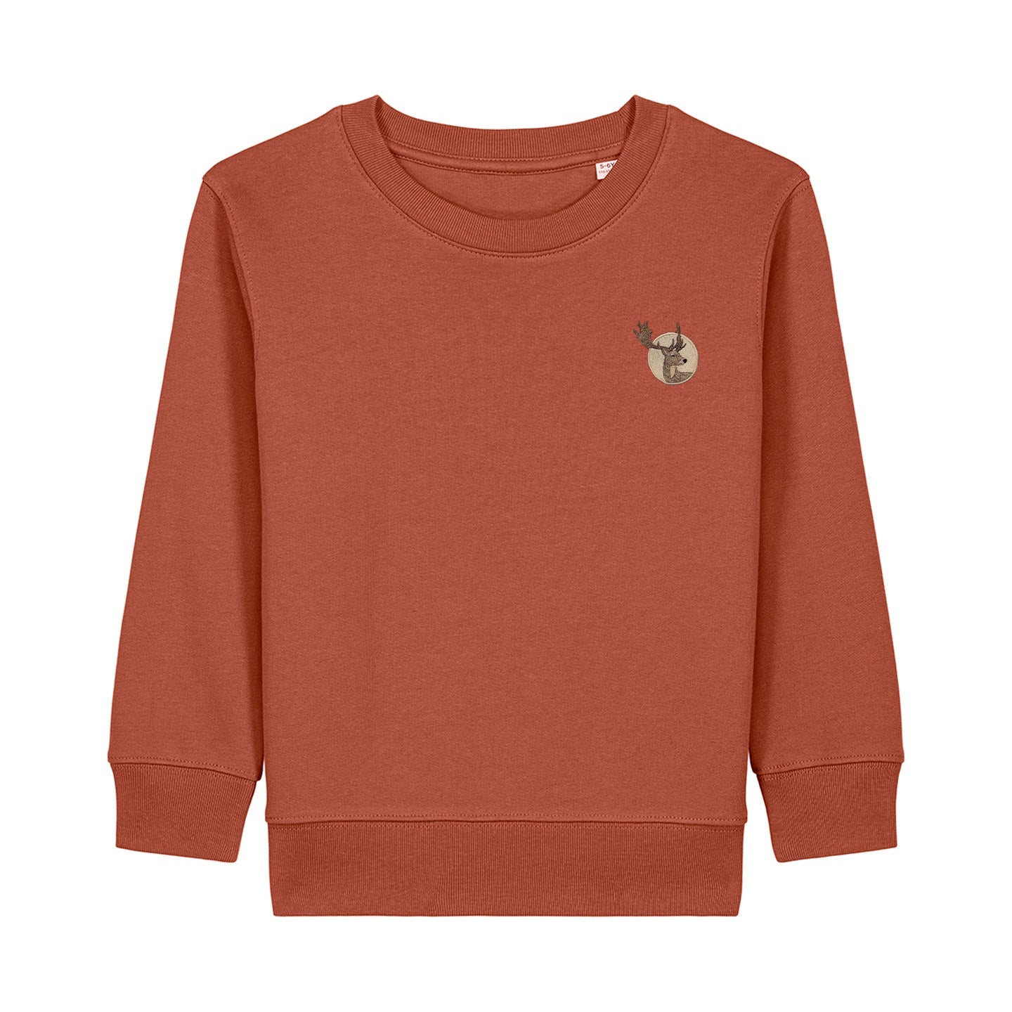 Fallow Deer Portrait Embroidered Kids Jumper
