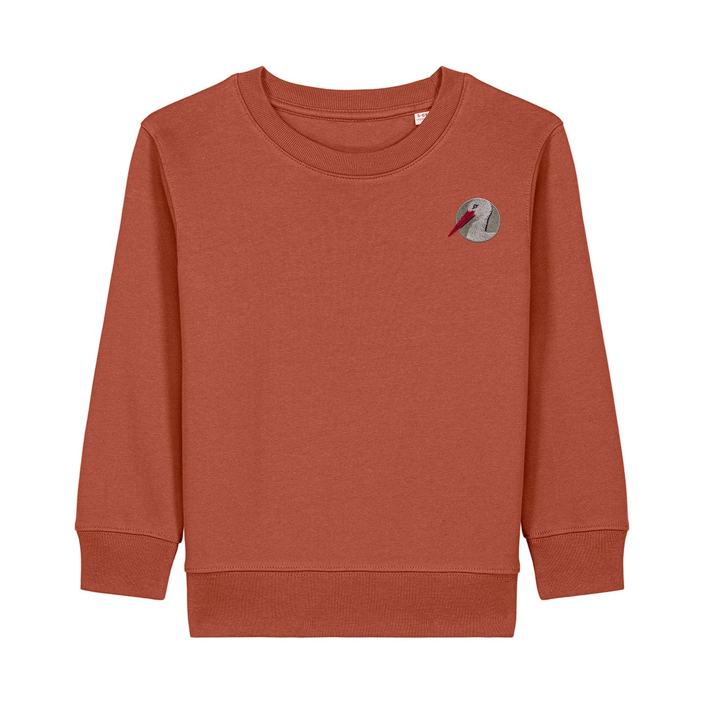 White Stork Portrait Embroidered Kids Jumper