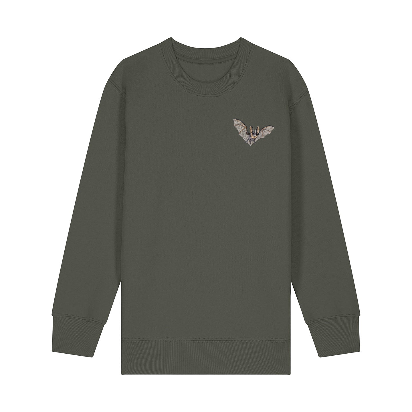 Grey Long-Eared Bat Embroidered Kids Jumper