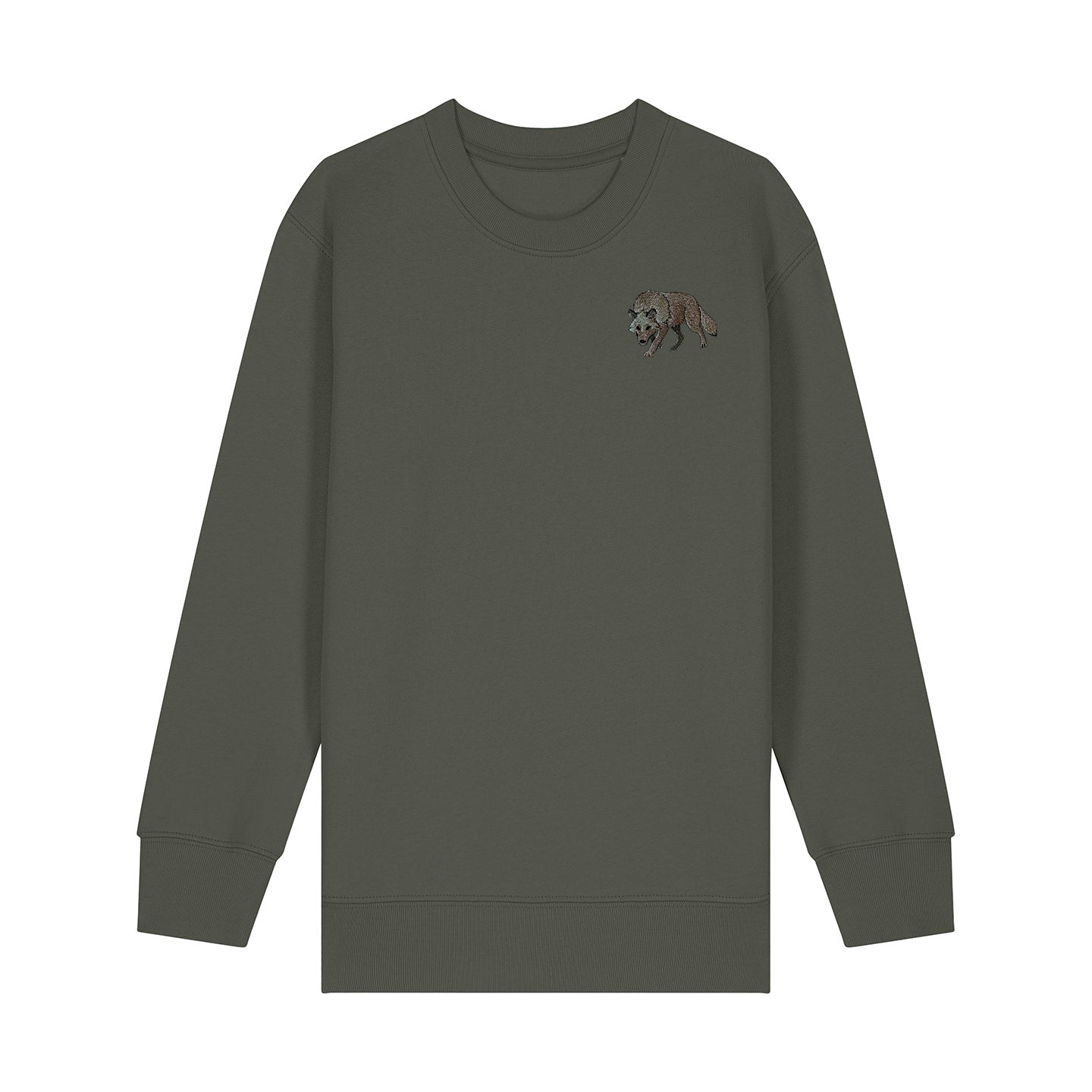 Grey Wolf Embroidered Kids Jumper