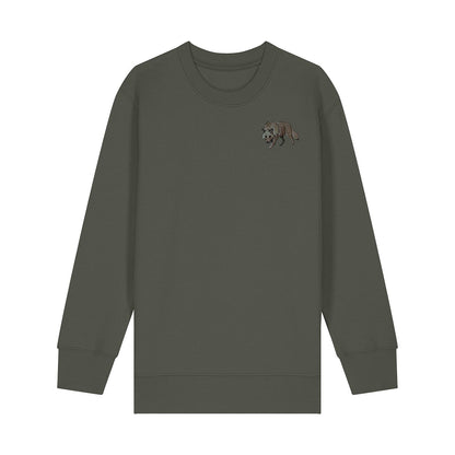 Grey Wolf Embroidered Kids Jumper