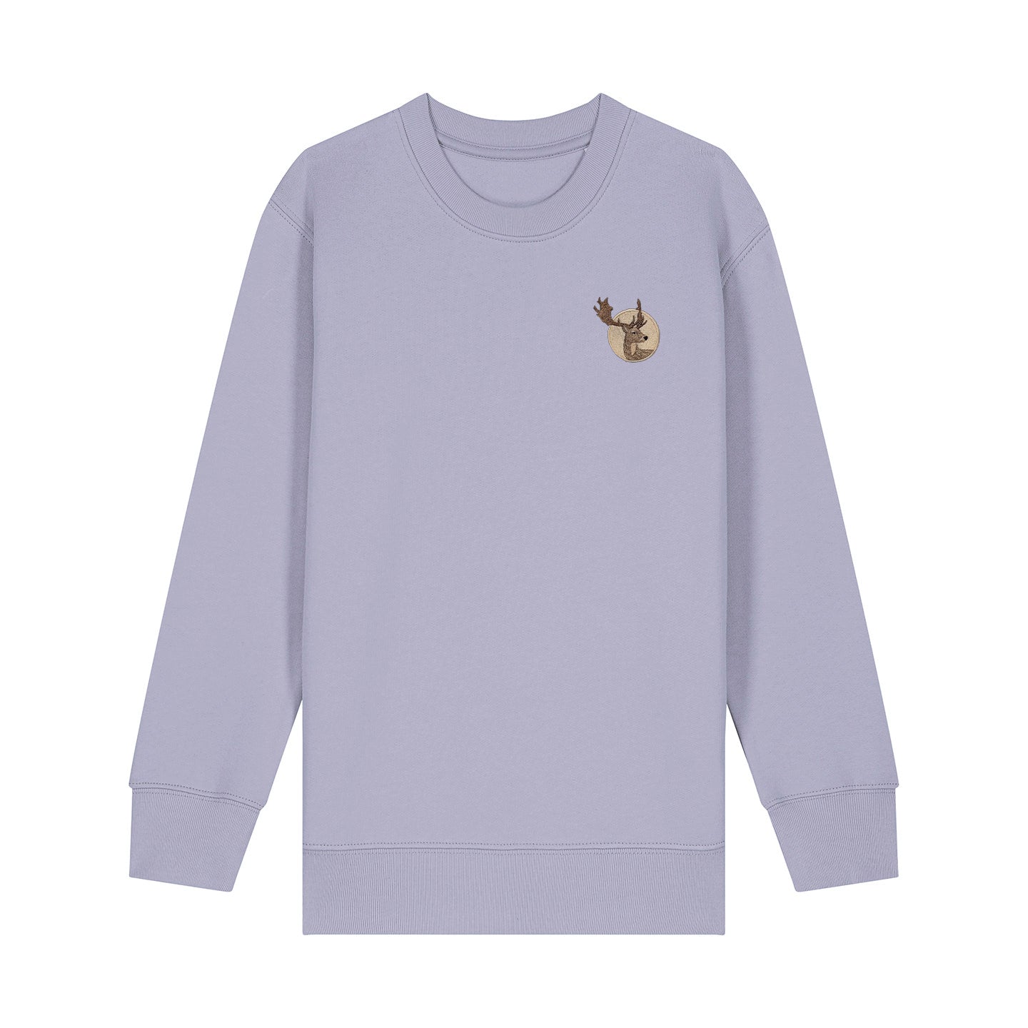 Fallow Deer Portrait Embroidered Kids Jumper